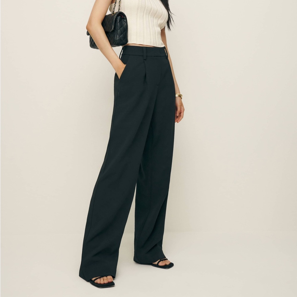 Reformation Alex Pant in Black Twill Trouser Size 6